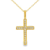 .08ct Diamond Cross Religious Pendant 14KT Yellow Gold