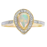 .30ct Opal Diamond Ring 10KT Yellow Gold