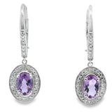 .98ct Amethyst Diamond Dangle Earrings 10KT White Gold