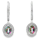 .89ct Mystic Fire Topaz Dangle Earrings 10KT White Gold