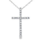 .13ct Diamond Cross Religious Pendant 14KT White Gold