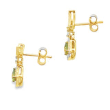 .52ct Peridot Diamond Dangle Earrings 10KT Yellow Gold
