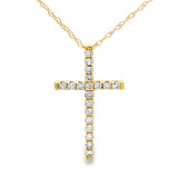 .19ct Diamond Cross Religious Pendant 14KT Yellow Gold