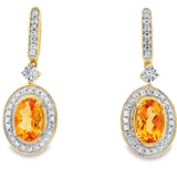 1.06ct Citrine Diamond Dangle Earrings 10KT Yellow Gold