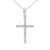 .13ct Diamond Cross Religious Pendant 14KT White Gold
