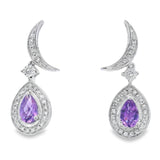 .48ct Amethyst Diamond Dangle Earrings 10KT White Gold