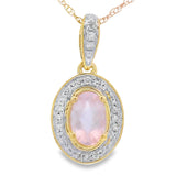 Rose Quartz Diamond Fashion Pendants 10KT Yellow Gold