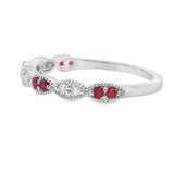 .25ct Ruby Diamond stackable band set 14KT White Gold