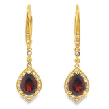 2.43ct Garnet Diamond Dangle Earrings 10KT Yellow Gold