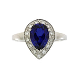 Created Sapphire Moissanite Ring Sterling Silver