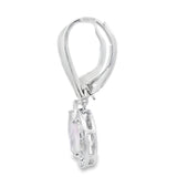 Rose Quartz Diamond Dangle Earrings 10KT White Gold