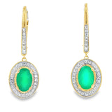 Chalcedony Diamond Dangle Earrings 10KT Yellow Gold
