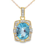 Blue Topaz Diamond Fashion Pendants 10KT Yellow Gold