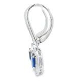 1.28ct Sapphire Diamond Dangle Earrings 10KT White Gold