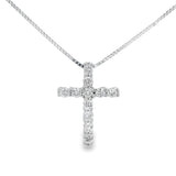 .15ct Diamond Cross Religious Pendant 14KT White Gold