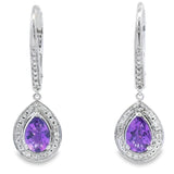 .88ct Amethyst Diamond Dangle Earrings 10KT White Gold