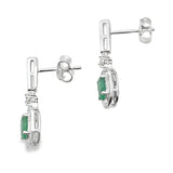 .95ct Emerald Diamond Dangle Earrings 10KT White Gold