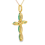 1.11ct Emerald Cross Religious Pendant 10KT Yellow Gold