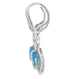 Blue Topaz Diamond Dangle Earrings 10KT White Gold