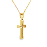 .12ct Diamond Cross Religious Pendant 14KT Yellow Gold