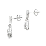 Rose Quartz Diamond Dangle Earrings 10KT White Gold