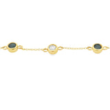 .74ct Sapphire Diamond Bracelet 14KT Yellow Gold