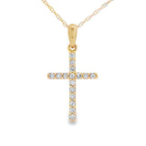 .13ct Diamond Cross Religious Pendant 14KT Yellow Gold
