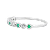 Emerald Diamond stackable band set 14KT White Gold