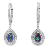 Mystic Fire Topaz Dangle Earrings 10KT White Gold