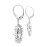 1.44ct Emerald Diamond Dangle Earrings 14KT White Gold