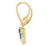 Sapphire Diamond Dangle Earrings 10KT Yellow Gold