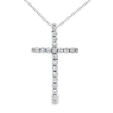 .19ct Diamond Cross Religious Pendant 14KT White Gold