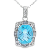 Blue Topaz Diamond Fashion Pendants 10KT White Gold