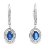 1.28ct Sapphire Diamond Dangle Earrings 10KT White Gold