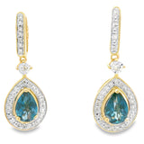 London Blue Topaz Dangle Earrings 10KT Yellow Gold