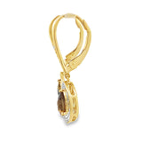 .87ct Quartz Diamond Dangle Earrings 10KT Yellow Gold