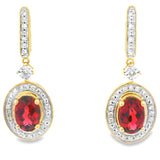 1.20ct Garnet Diamond Dangle Earrings 10KT Yellow Gold