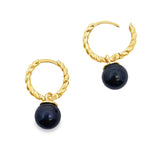 Pearl Hoop Earrings 14KT Yellow Gold