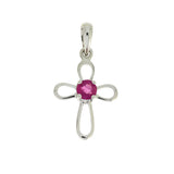 .22ct Ruby Cross Religious Pendant 10KT White Gold
