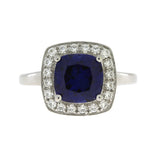 Created Sapphire Moissanite Ring Sterling Silver