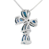 .82ct Sapphire Cross Religious Pendant 10KT White Gold