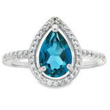 London Blue Topaz Created Sapphire Ring Sterling Silver