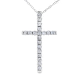 .24ct Diamond Cross Religious Pendant 14KT White Gold