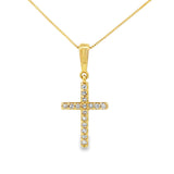.08ct Diamond Cross Religious Pendant 10KT Yellow Gold