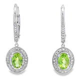 1.21ct Peridot Diamond Dangle Earrings 10KT White Gold