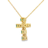 .26ct Emerald Cross Religious Pendant 10KT Yellow Gold