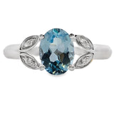 Blue Topaz Diamond Fashion band rings 10KT White Gold