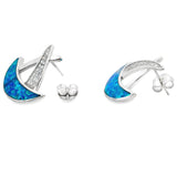 Created Opal Dangle Earrings Sterling Silver