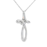 .04ct Diamond Cross Religious Pendant 14KT White Gold
