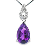 Amethyst Diamond Fashion Pendants 10KT White Gold